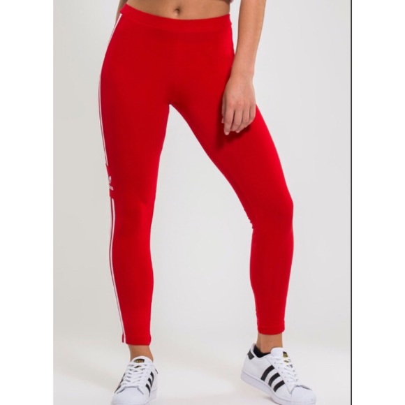 ♥️  New adidas originals red 3 stripe leggings - Picture 3 of 6